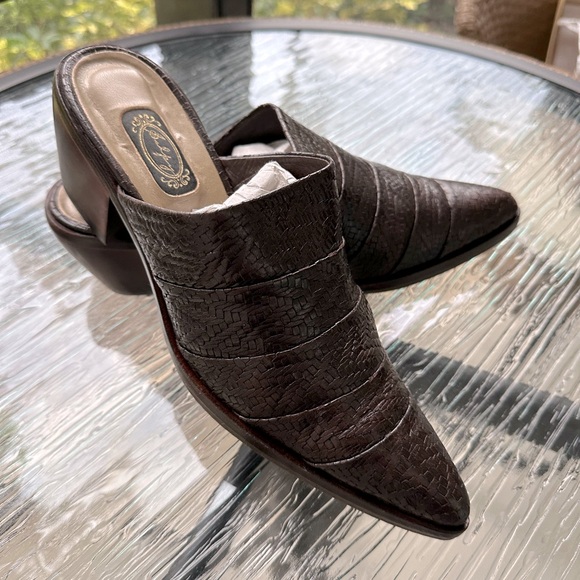 Salpy Shoes - Hand-made woven leather mules: By Salpy.  Made in USA Original price $365.